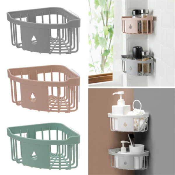 Free-Hole Kitchen Shelf, for Bathroom, Bathtub, Wall-Mounted, Organizer, Accessories, Shower Corner